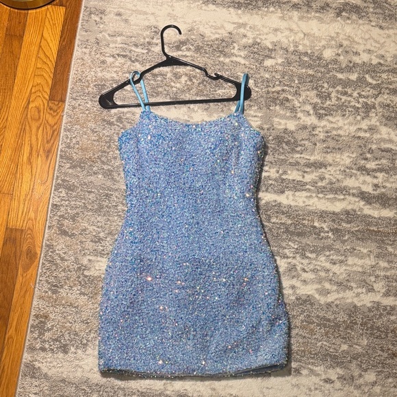 Sparkling Blue Sequin Mini Dress - Picture 1 of 1
